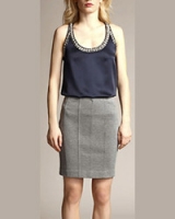 Топ Scoop Neck With Rhinestone Embroidery