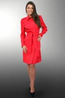 Красный плащ с поясом от AlisaFashion